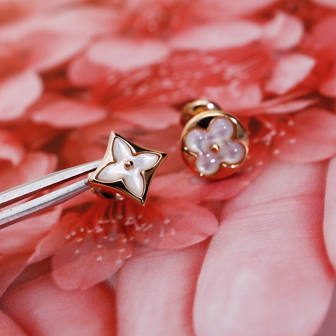 [Rose Jewelrys]STAR AND SUN PINK GOLD MOP STUD EARRINGS
