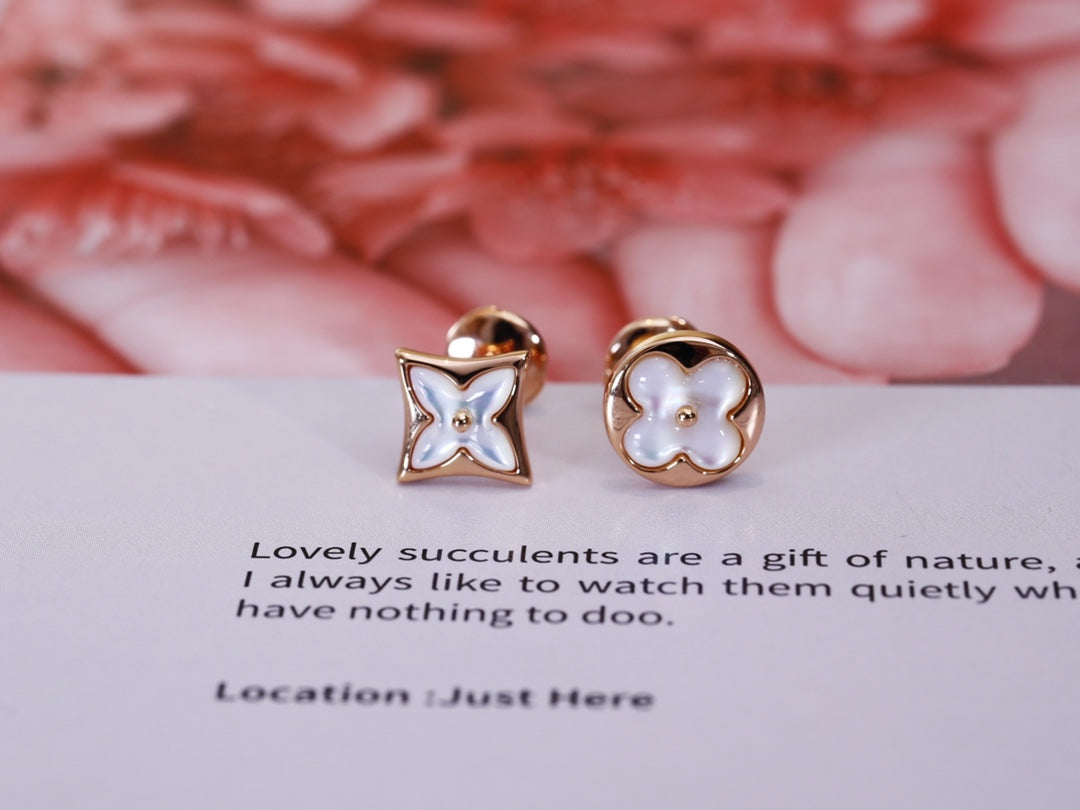 [Rose Jewelrys]STAR AND SUN PINK GOLD MOP STUD EARRINGS