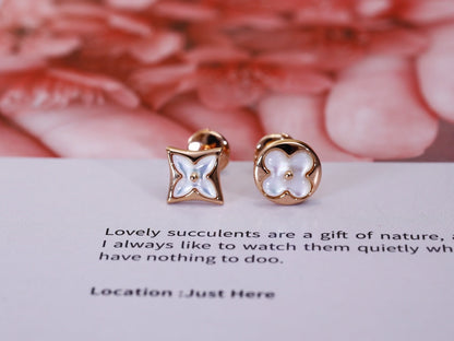 [Rose Jewelrys]STAR AND SUN PINK GOLD MOP STUD EARRINGS