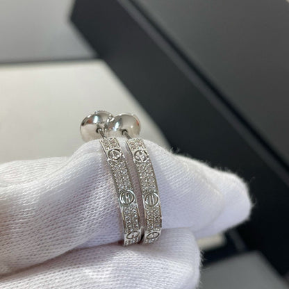 [Rose Jewelrys]LOVE DIAMOND SILVER HOOP EARRINGS