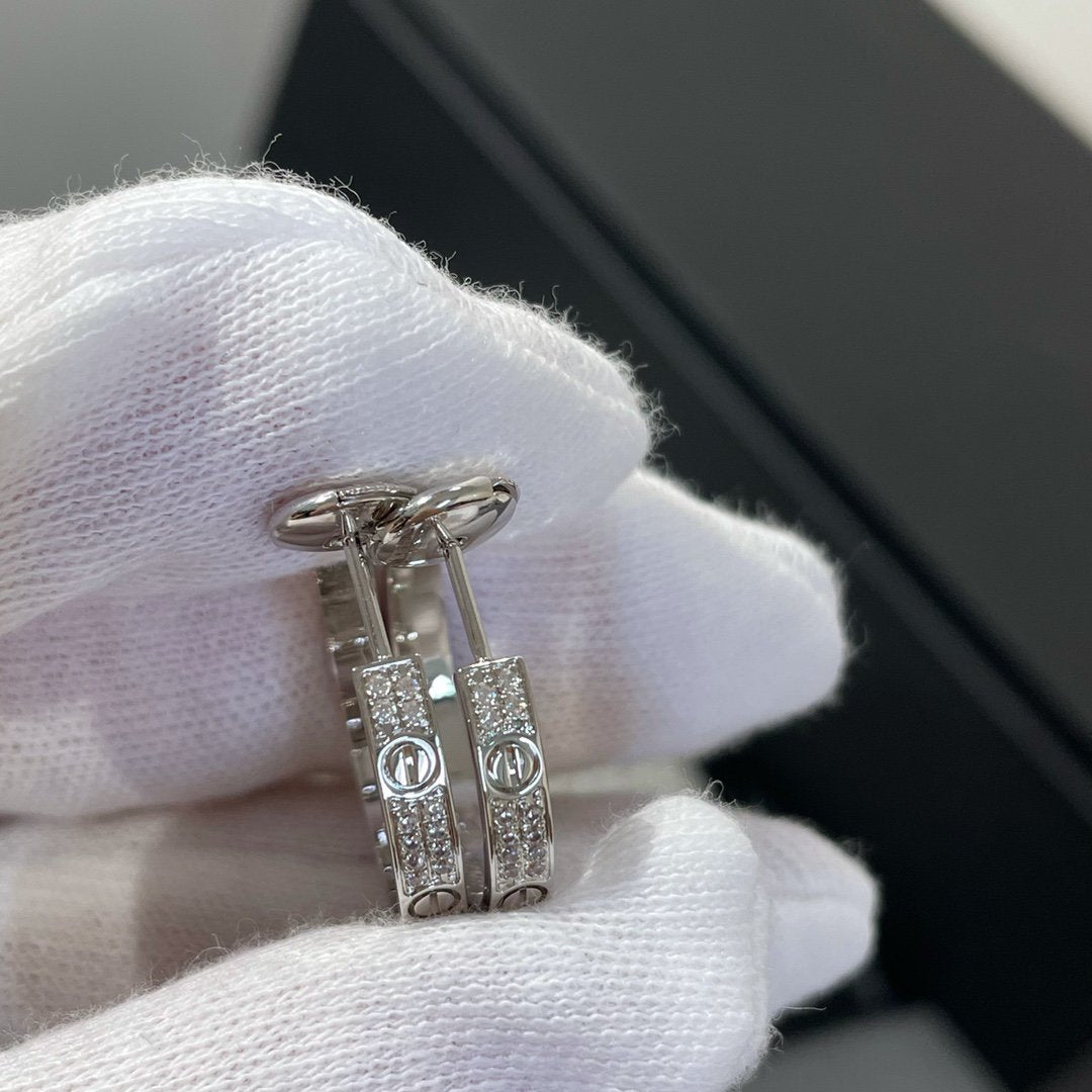 [Rose Jewelrys]LOVE DIAMOND SILVER HOOP EARRINGS
