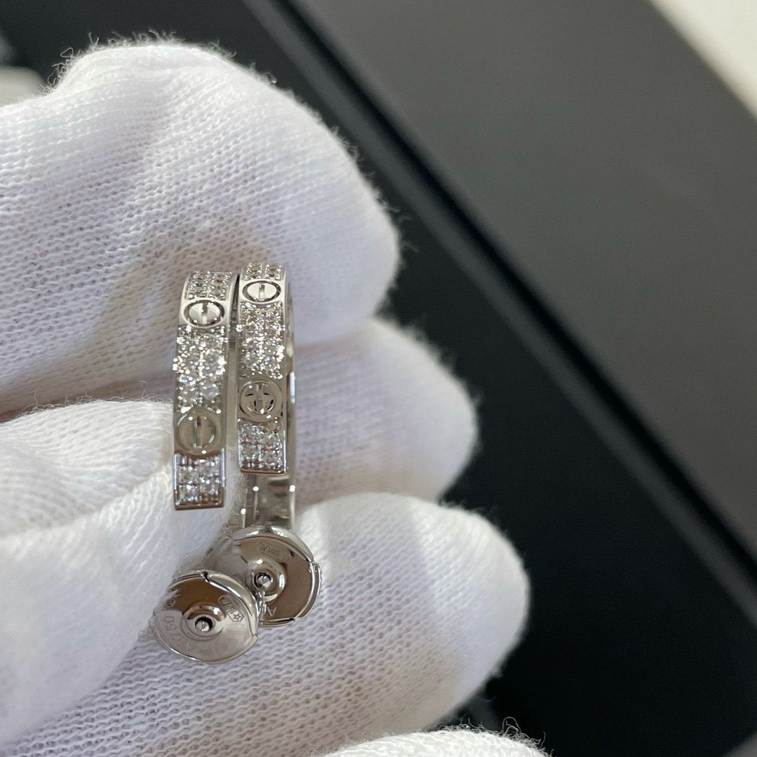 [Rose Jewelrys]LOVE DIAMOND SILVER HOOP EARRINGS