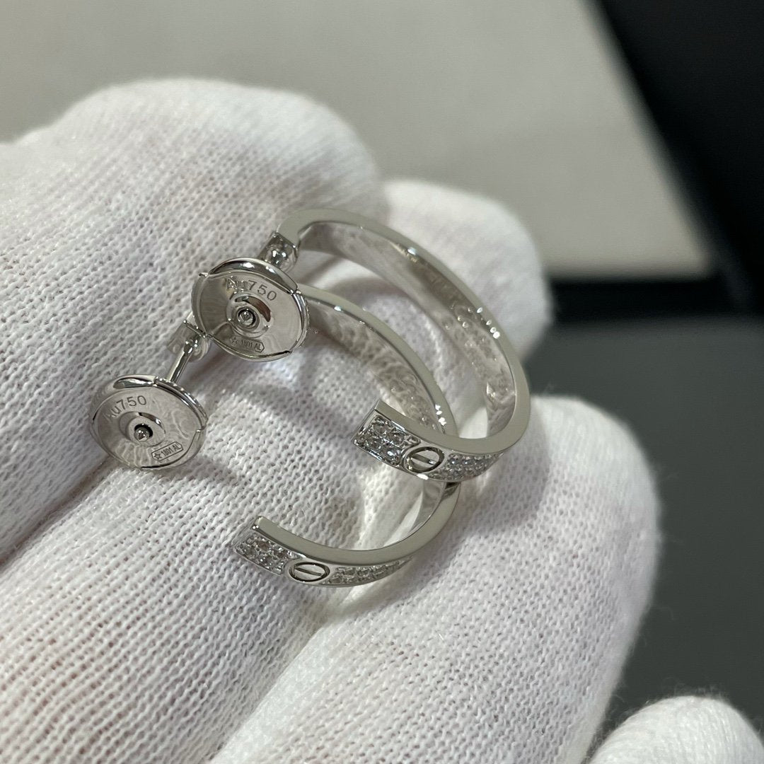 [Rose Jewelrys]LOVE DIAMOND SILVER HOOP EARRINGS