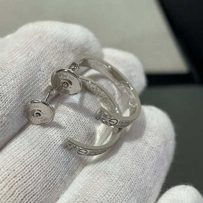 []LOVE DIAMOND SILVER HOOP EARRINGS