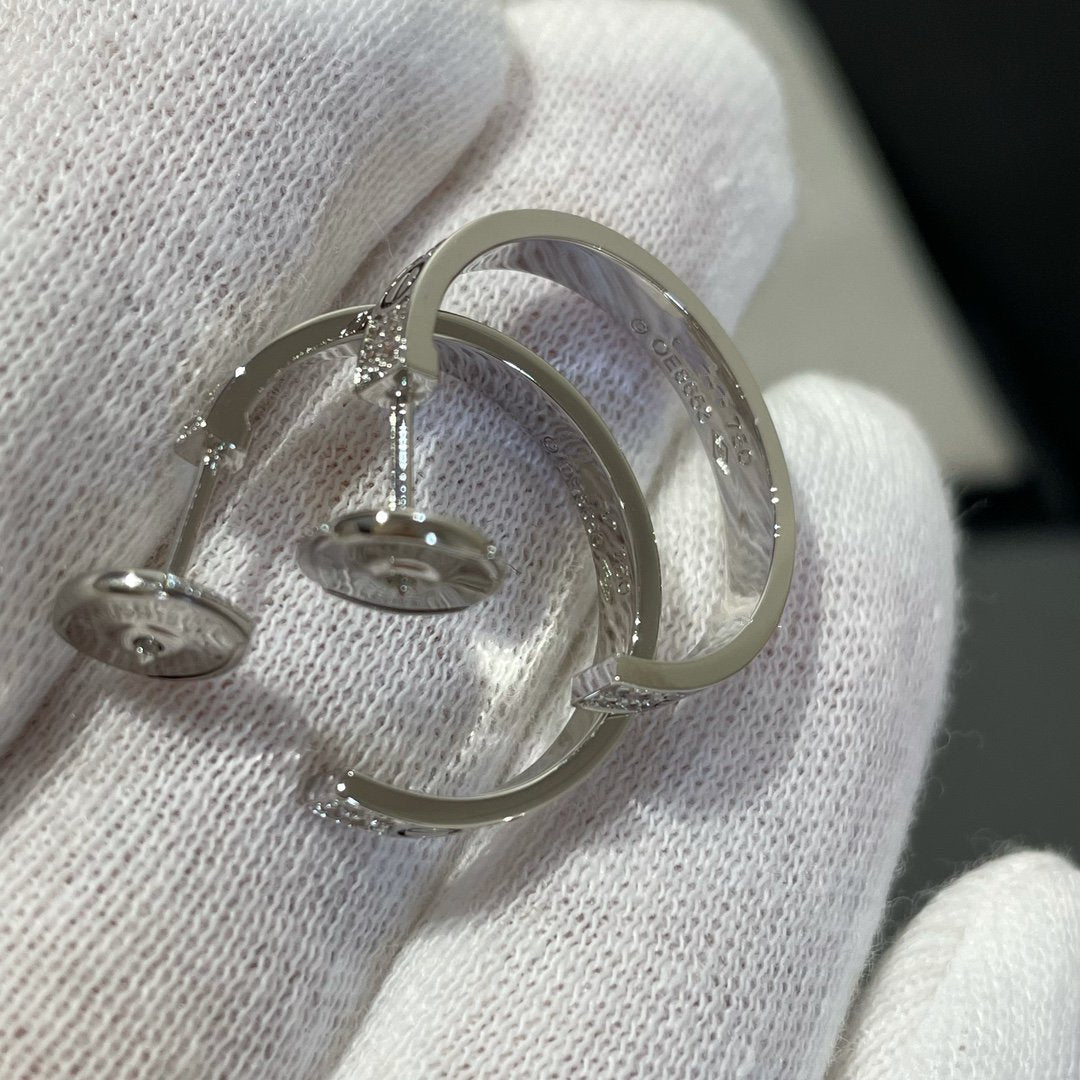[Rose Jewelrys]LOVE DIAMOND SILVER HOOP EARRINGS