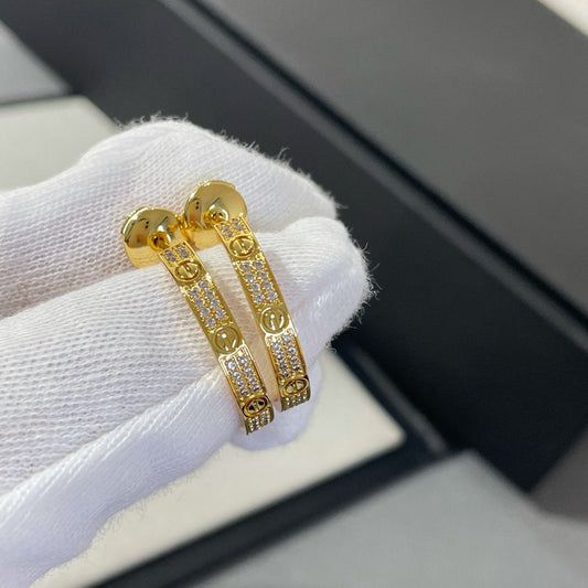 [Rose Jewelrys]LOVE DIAMOND GOLD HOOP EARRINGS