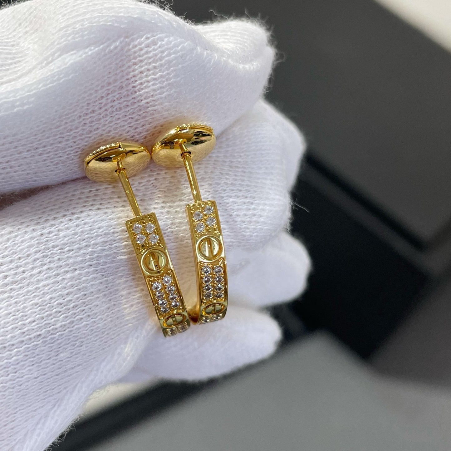 [Rose Jewelrys]LOVE DIAMOND GOLD HOOP EARRINGS