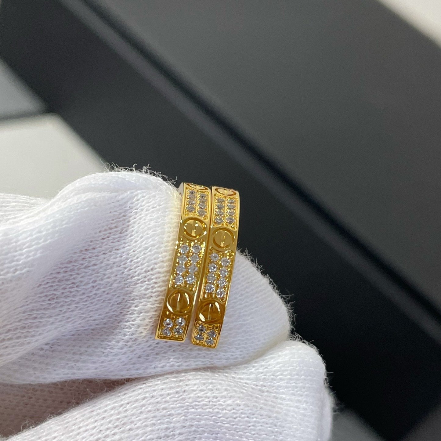 [Rose Jewelrys]LOVE DIAMOND GOLD HOOP EARRINGS