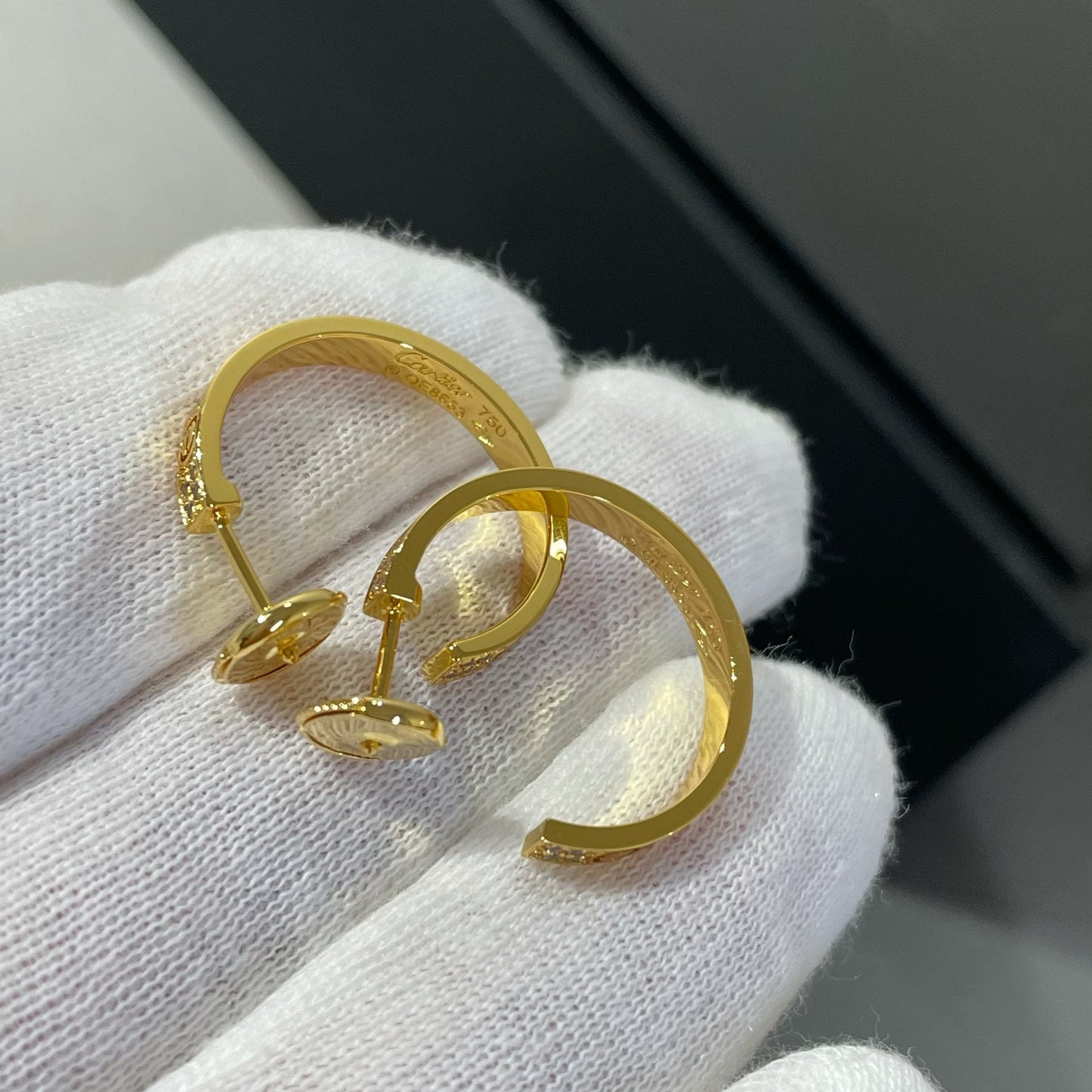 [Rose Jewelrys]LOVE DIAMOND GOLD HOOP EARRINGS