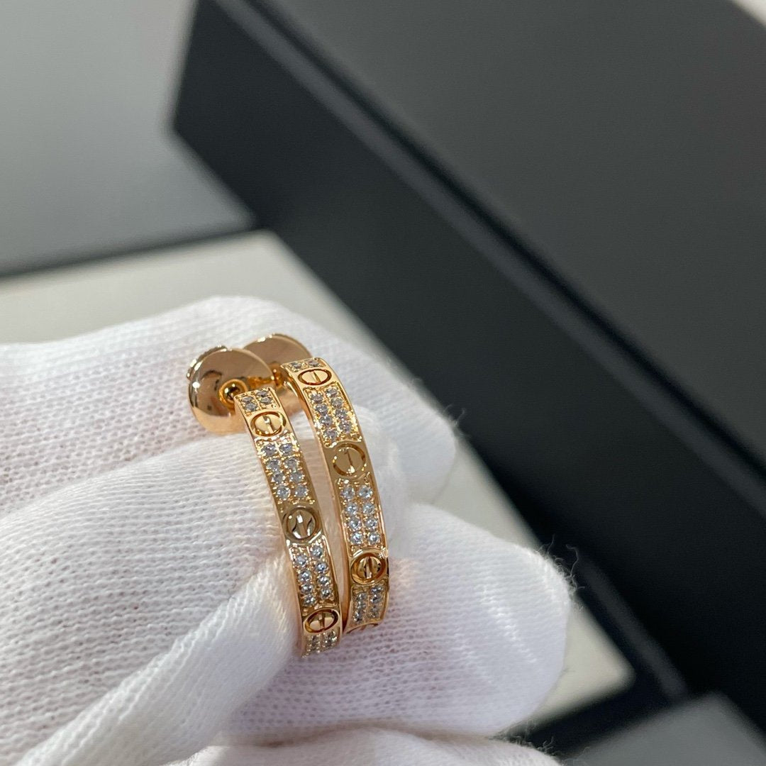 [Rose Jewelrys]LOVE DIAMOND PINK GOLD HOOP EARRINGS