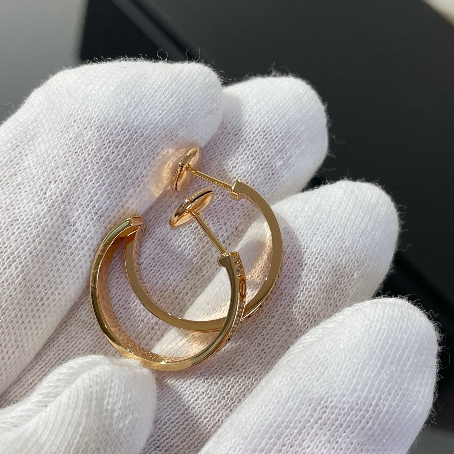 [Rose Jewelrys]LOVE DIAMOND PINK GOLD HOOP EARRINGS