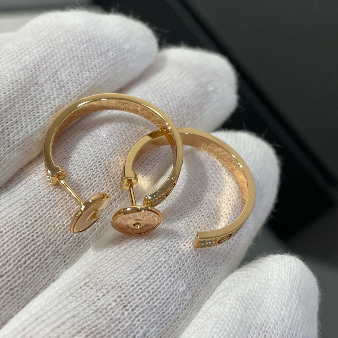 [Rose Jewelrys]LOVE DIAMOND PINK GOLD HOOP EARRINGS