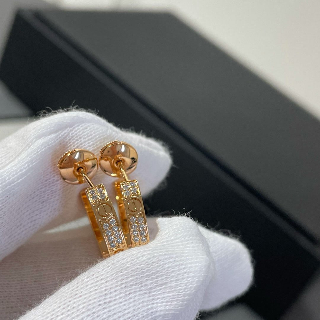 [Rose Jewelrys]LOVE DIAMOND PINK GOLD HOOP EARRINGS