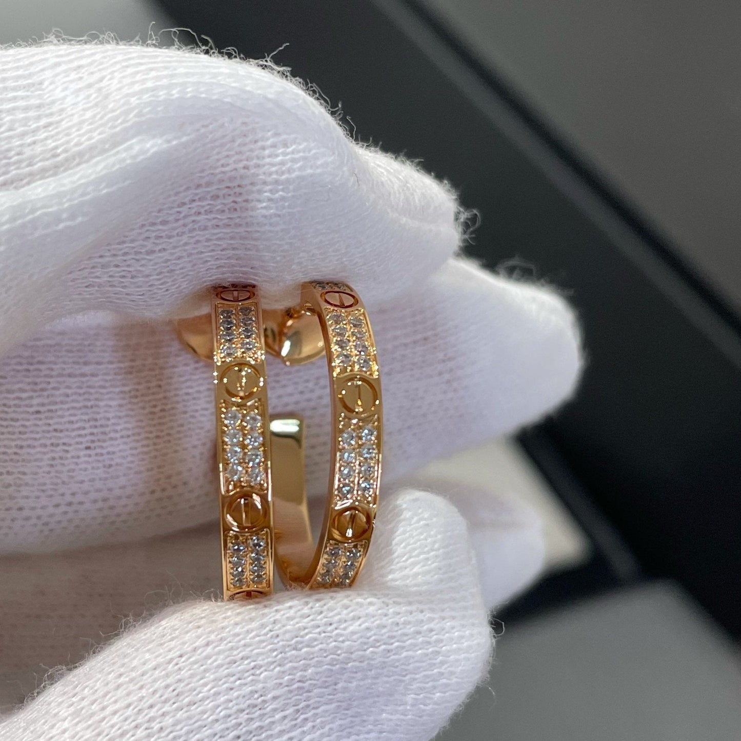 [Rose Jewelrys]LOVE DIAMOND PINK GOLD HOOP EARRINGS