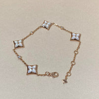 [🌹Rose💎]STAR 4 MOTIF MOP DIAMOND PINK GOLD BRACELET