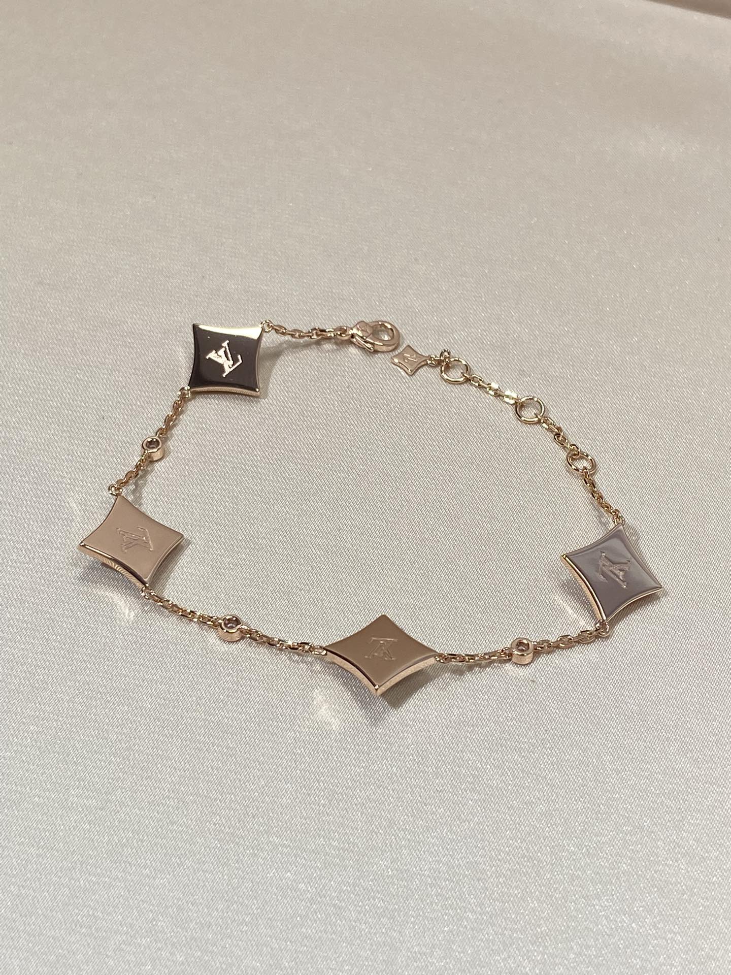 [Rose Jewelrys]STAR 4 MOTIF MOP DIAMOND PINK GOLD BRACELET