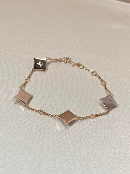 [Rose Jewelrys]STAR 4 MOTIF MOP DIAMOND PINK GOLD BRACELET