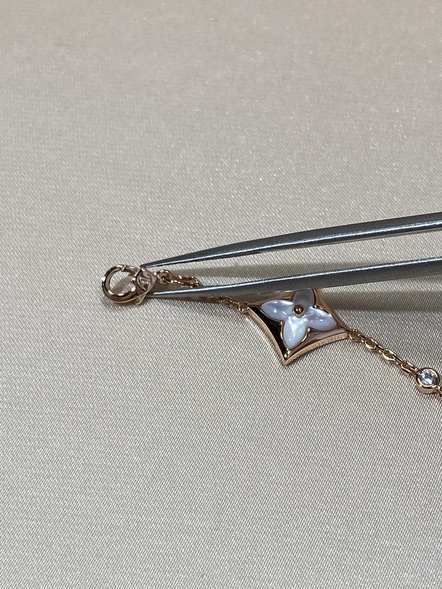 []STAR 4 MOTIF MOP DIAMOND PINK GOLD BRACELET