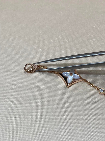 []STAR 4 MOTIF MOP DIAMOND PINK GOLD BRACELET