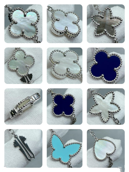[]LUCKY CLOVER SILVER 11 MOTIF NECKLACE