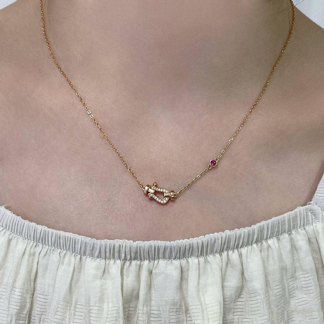 [🌹Rose💎]FORCE 10 DIAMOND PINK GOLD NECKLACE