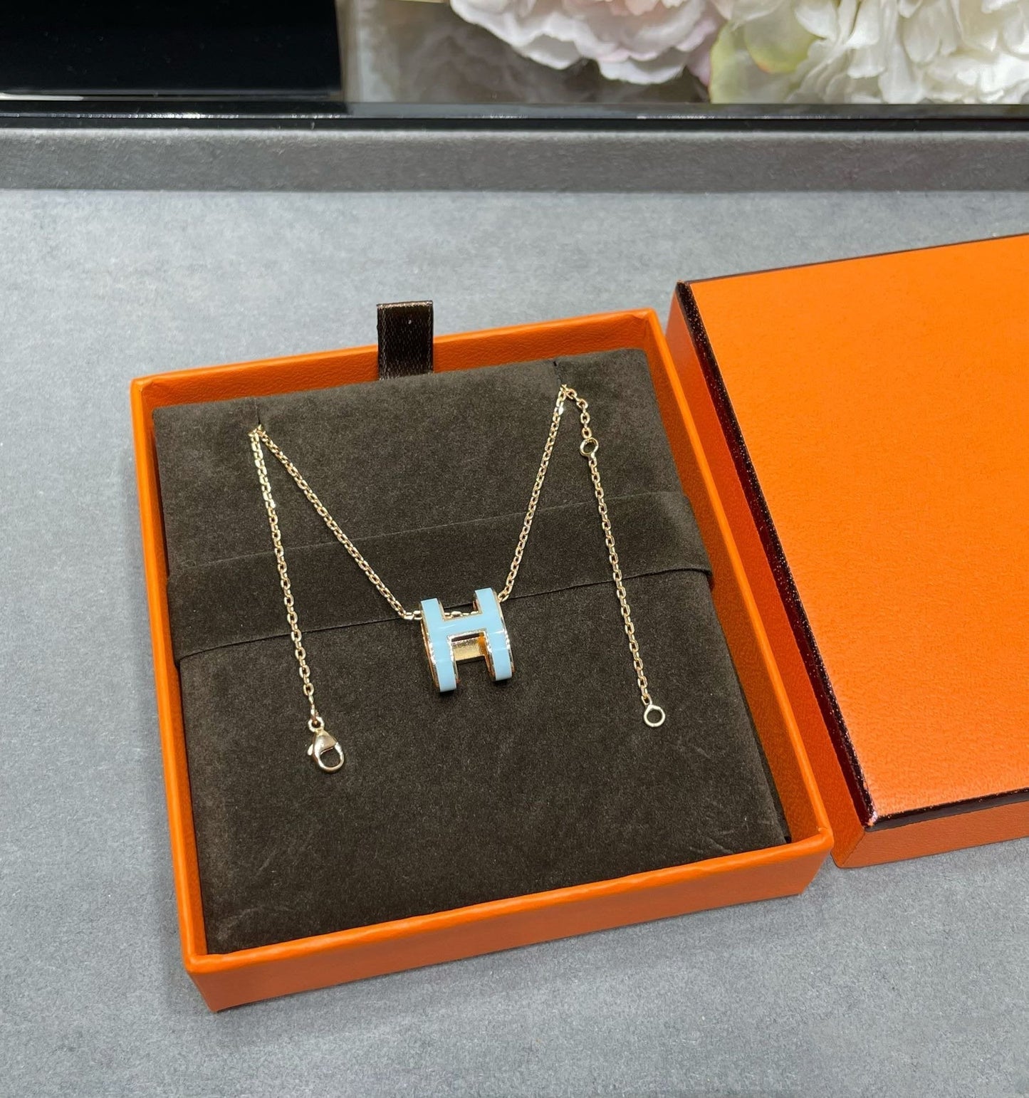[Rose Jewelrys]POP H SKY BLUE NECKLACE