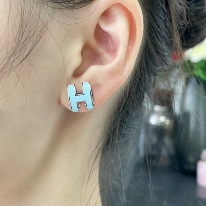 [Rose Jewelrys]POP H SKY BLUE STUD EARRINGS