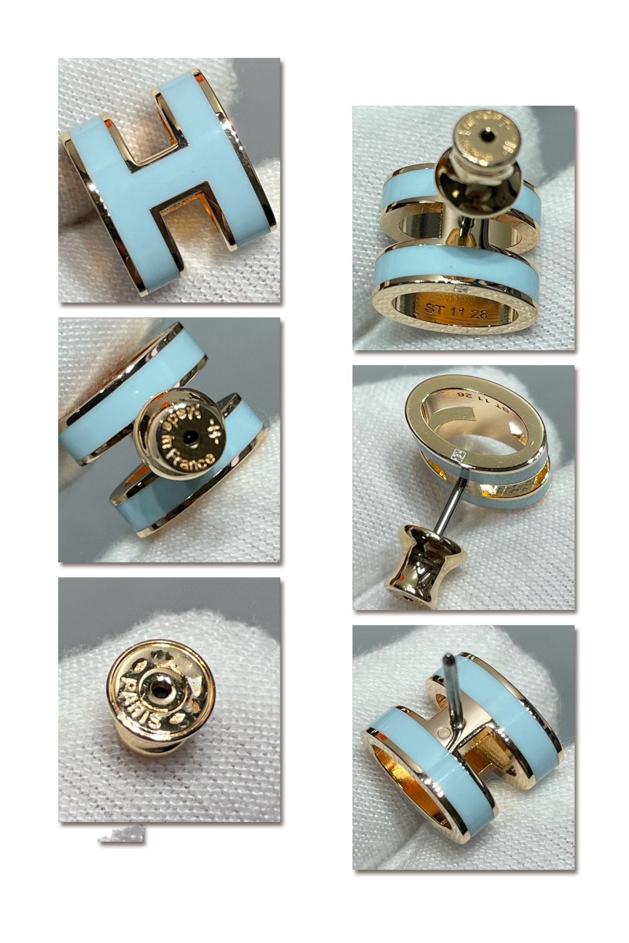 [Rose Jewelrys]POP H SKY BLUE STUD EARRINGS