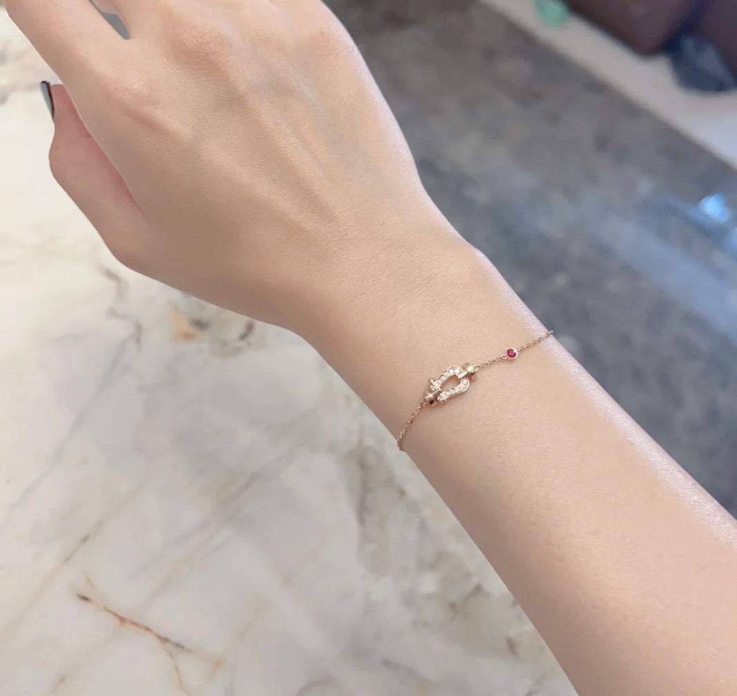 [🌹Rose💎]FORCE 10 DIAMOND CHAIN LINK PINK GOLD BRACELET