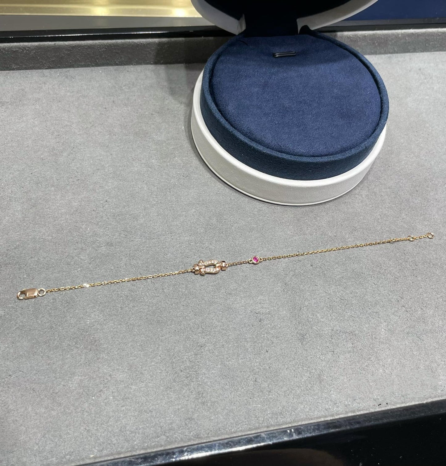 [Rose Jewelrys]FORCE 10 DIAMOND CHAIN LINK PINK GOLD BRACELET