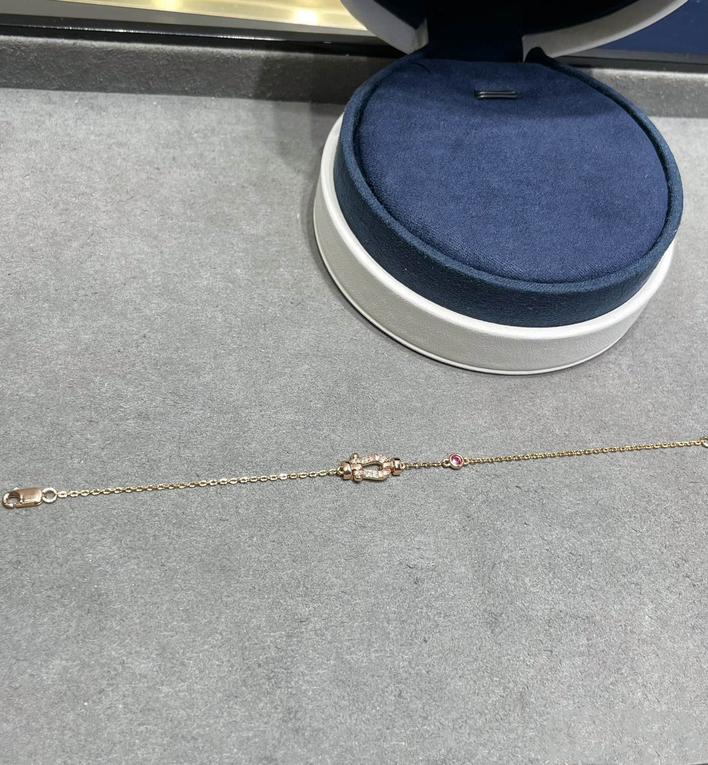 [Rose Jewelrys]FORCE 10 DIAMOND CHAIN LINK PINK GOLD BRACELET