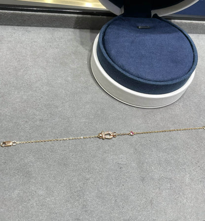 [Rose Jewelrys]FORCE 10 DIAMOND CHAIN LINK PINK GOLD BRACELET