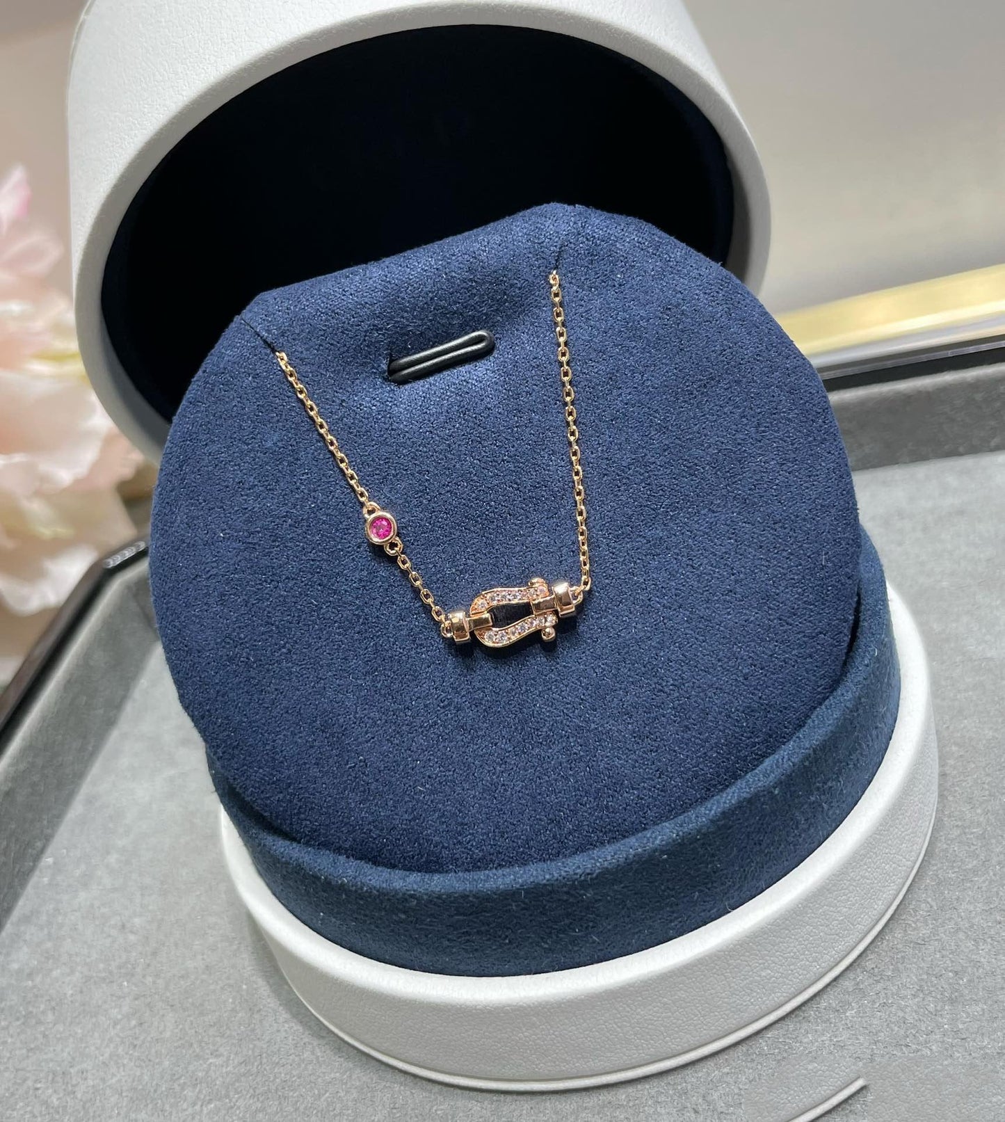 [Rose Jewelrys]FORCE 10 DIAMOND CHAIN LINK PINK GOLD BRACELET