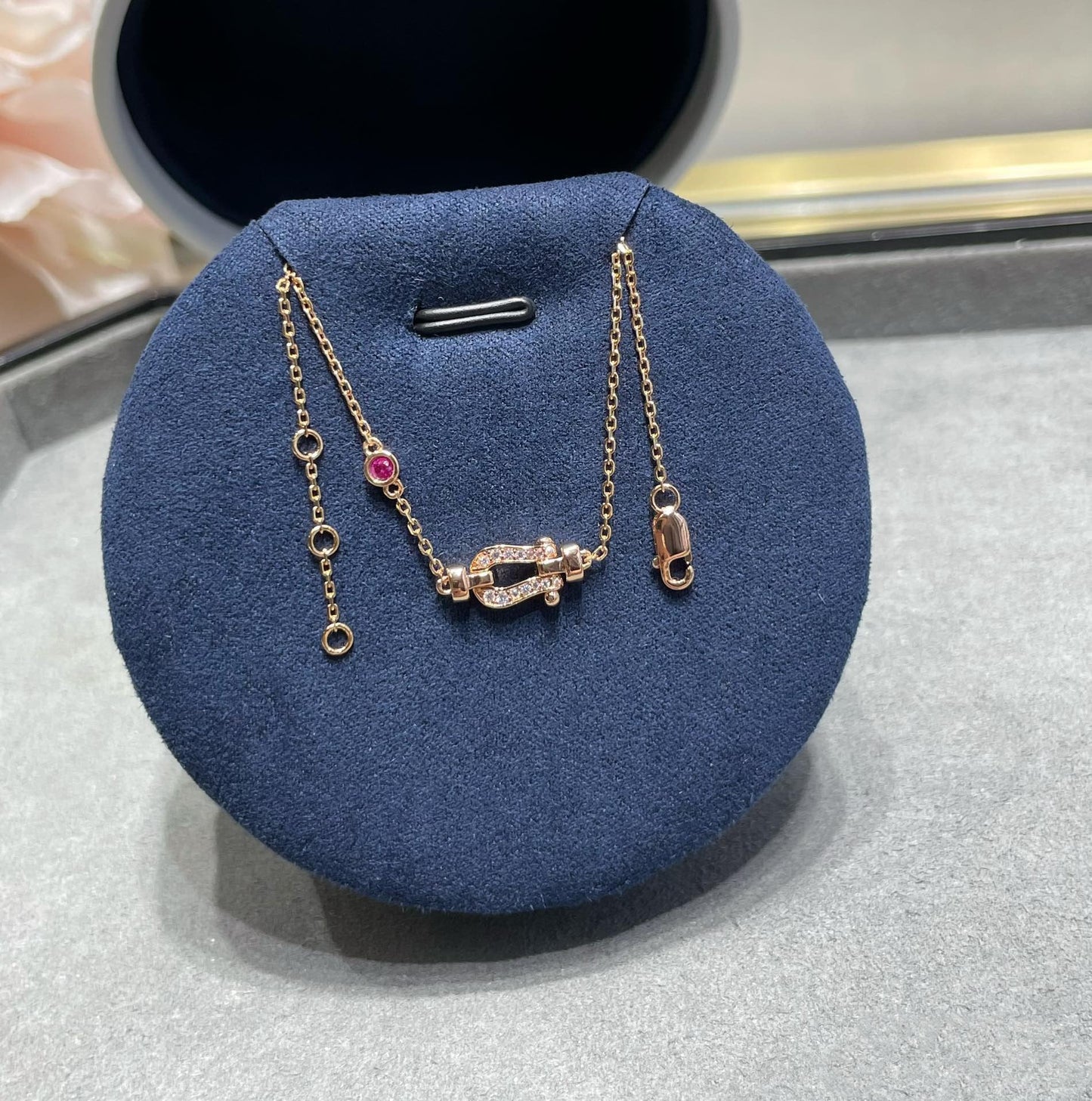 [Rose Jewelrys]FORCE 10 DIAMOND CHAIN LINK PINK GOLD BRACELET