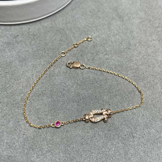 [Rose Jewelrys]FORCE 10 DIAMOND CHAIN LINK PINK GOLD BRACELET