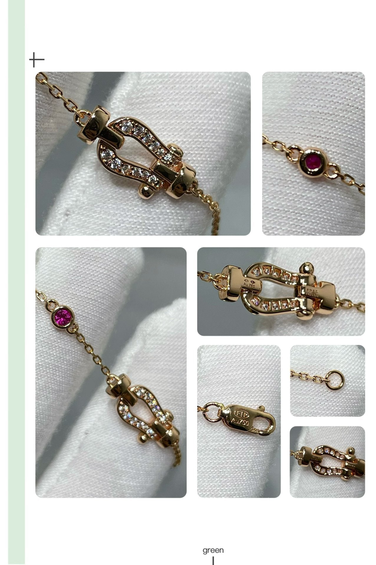[Rose Jewelrys]FORCE 10 DIAMOND CHAIN LINK PINK GOLD BRACELET