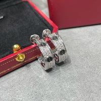 [🌹Rose💎]LOVE CERAMIC DIAMOND PAVED SILVER EARRINGS