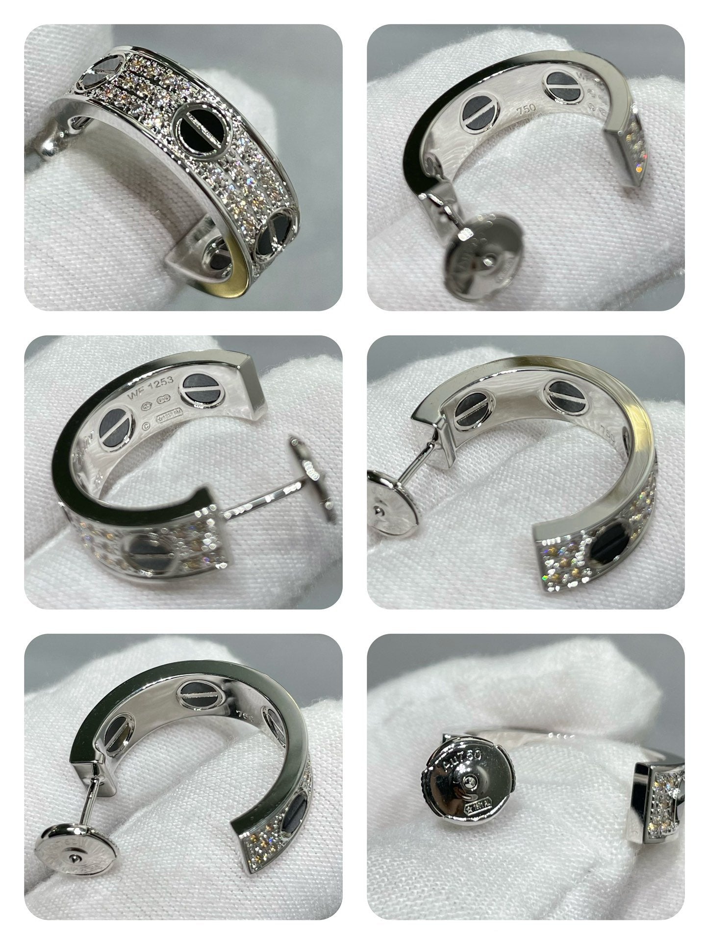 [Rose Jewelrys]LOVE CERAMIC DIAMOND PAVED SILVER EARRINGS