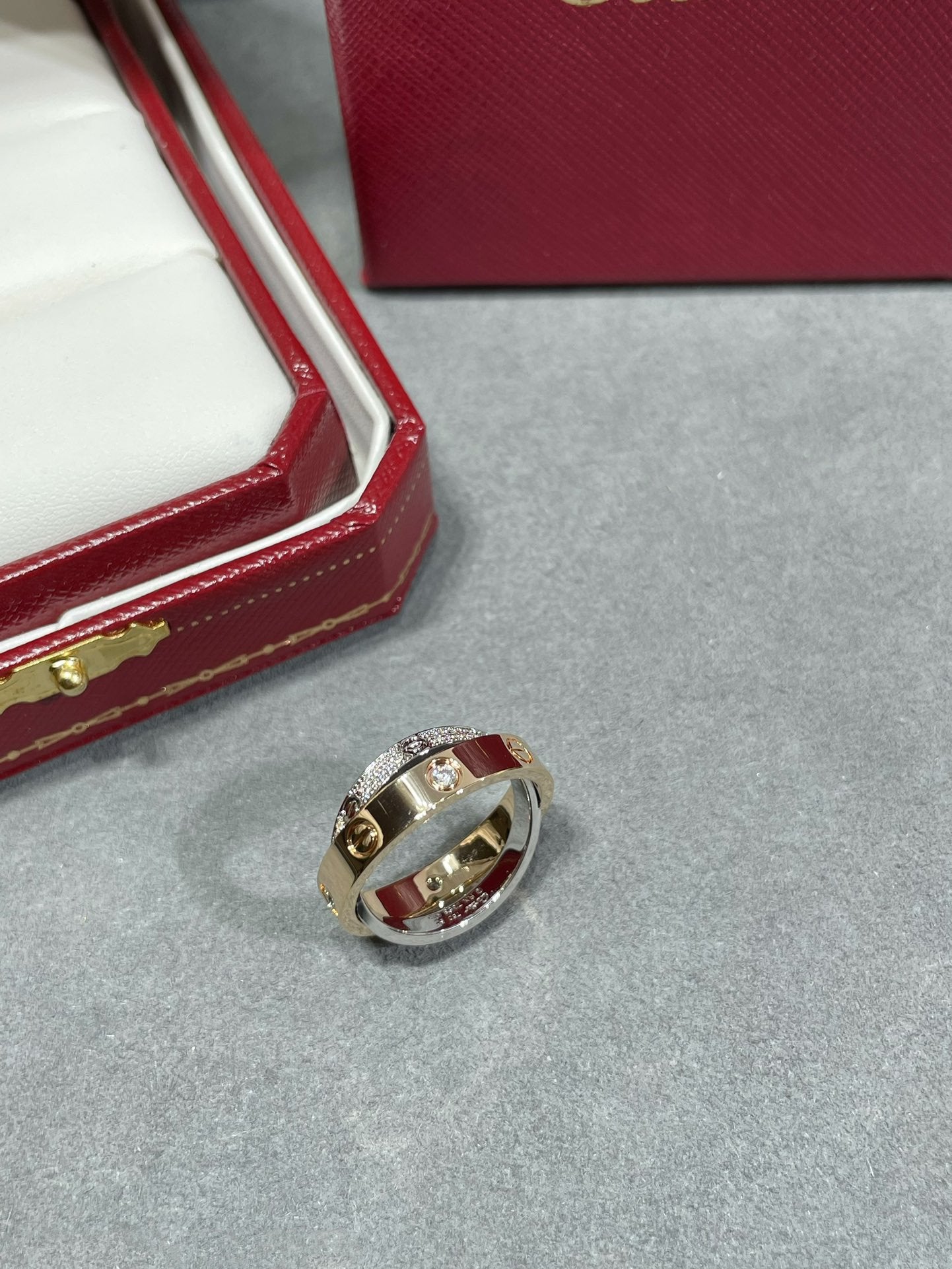 [Rose Jewelrys]LOVE PINK GOLD SILVER DIAMOND DOUBLE RING