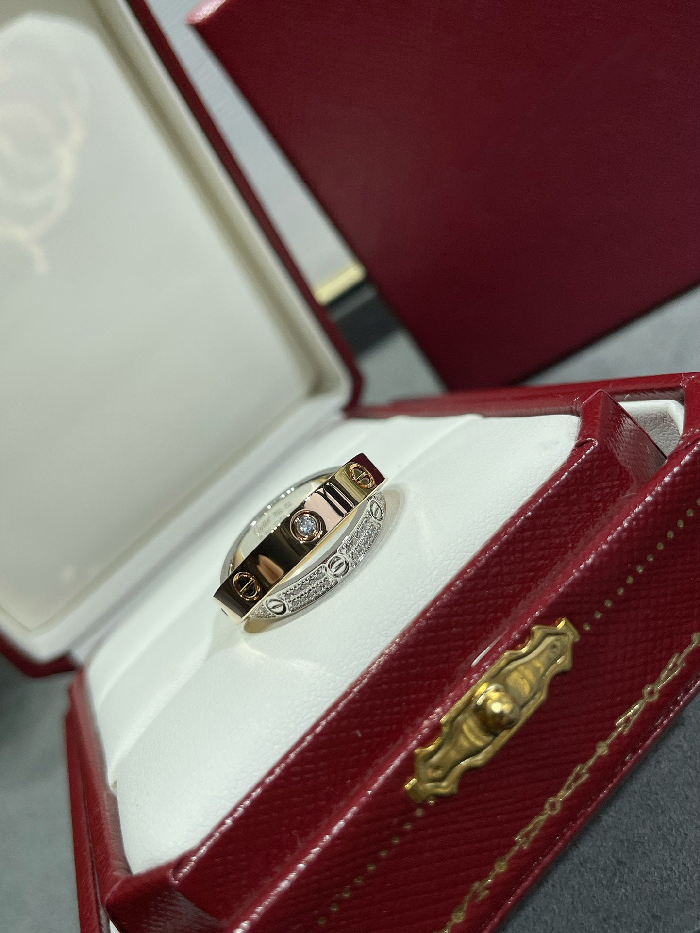 [Rose Jewelrys]LOVE PINK GOLD SILVER DIAMOND DOUBLE RING