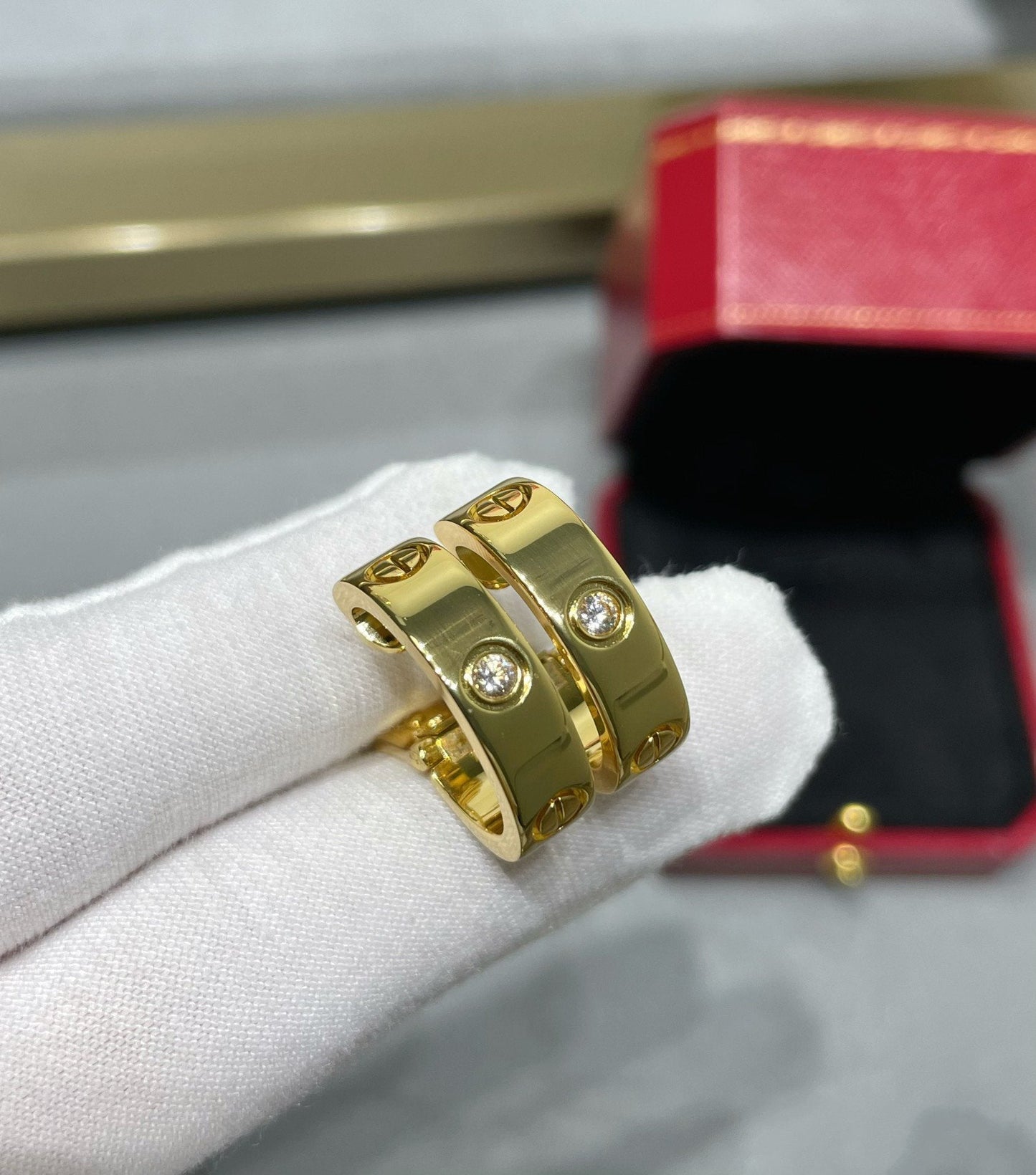 [Rose Jewelrys]LOVE 5.5MM 1 DIAMOND EARRINGS