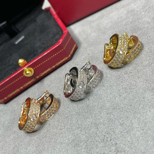 [Rose Jewelrys]LOVE 5.5MM DIAMOND PAVED EARRINGS