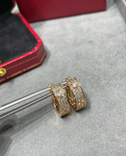 [Rose Jewelrys]LOVE 5.5MM DIAMOND PAVED EARRINGS