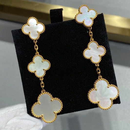 [Rose Jewelrys]CLOVER MOP 3 MOTIFS GOLD EARRINGS