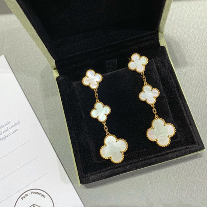 [Rose Jewelrys]CLOVER MOP 3 MOTIFS GOLD EARRINGS