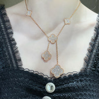 [🌹Rose💎]CLOVER 6 MOTIF DIAMOND PAVED NECKLACE