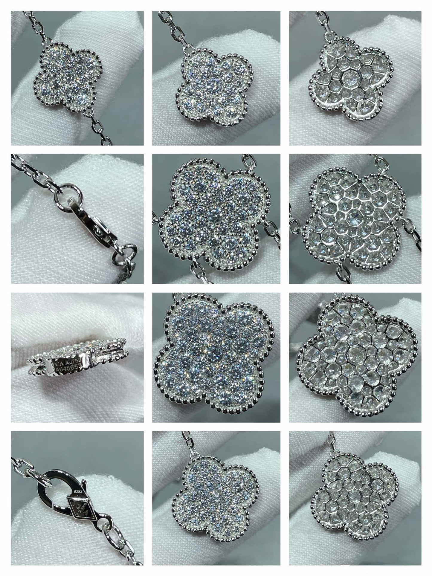 [Rose Jewelrys]CLOVER 6 MOTIF DIAMOND PAVED NECKLACE