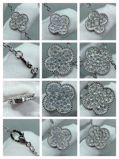 [Rose Jewelrys]CLOVER 6 MOTIF DIAMOND PAVED NECKLACE
