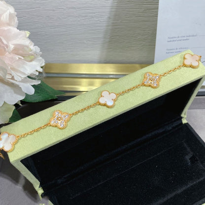 [Rose Jewelrys]CLOVER 5 MOTIF DIAMOND PINK MOP PINK GOLD BRACELET