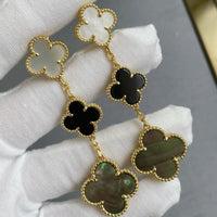 [🌹Rose💎]CLOVER 3 MOTIF MOP ONYX DARK MOP PINK GOLD EARRINGS